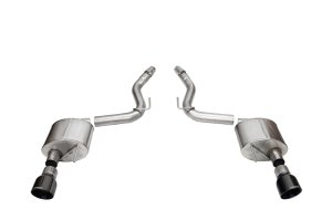 Ford Mustang Performance Exhaust - Rear - CORSA Performance - Axle-Back Dual Rear Exit, 4.5in Black PVD Pro-Series Tips - Black - `24-`27 Ford Mustang Performance Exhaust - Rear - CORSA Performance - Axle-Back Dual Rear Exit, 4.5in Black PVD Pro-Series Tips - Black - `24-`27